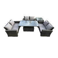 GARTENMÖBEL-SET Polyrattan Dunkelgrau 6-Sitzer - Dunkelgrau, Metall - Fimous
