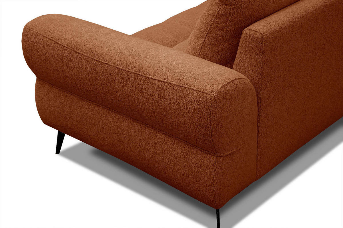 ECKSOFA SALVINI 4-Sitzer, dunkelorange - Dunkelorange/Schwarz, Holzwerkstoff/Textil (158/292cm) - Courtois Laville