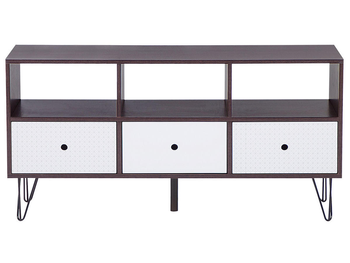 TV-MÖBEL Dunkelbraun, Weiß FOSTON 35/120/60 cm - Dunkelbraun, Holzwerkstoff (120/60/35cm) - Beliani