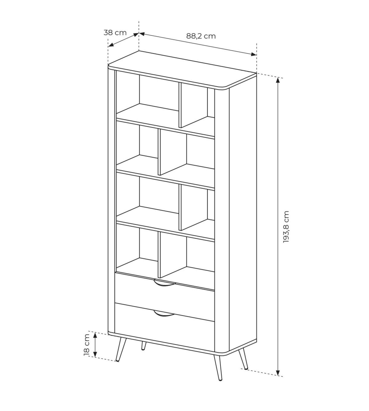VITRINE VERIS Braun 88x38x194 cm - Braun, Holzwerkstoff (88/194/38cm) - FURNLUX