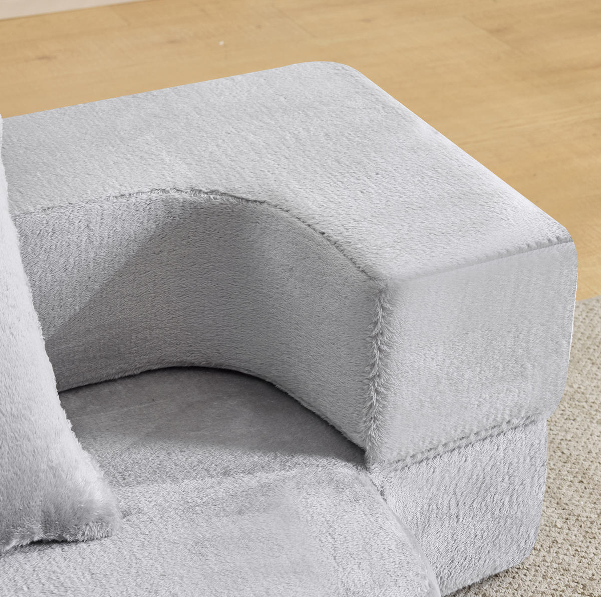 SCHLAFSOFA aus Schaumstoff Hellgrau 2-in-1 als Sitzsofa und Schlafmöglichkeit mit Memory-Schaum und Kissen - Hellgrau, Kunststoff (190/48/52cm) - Modfu