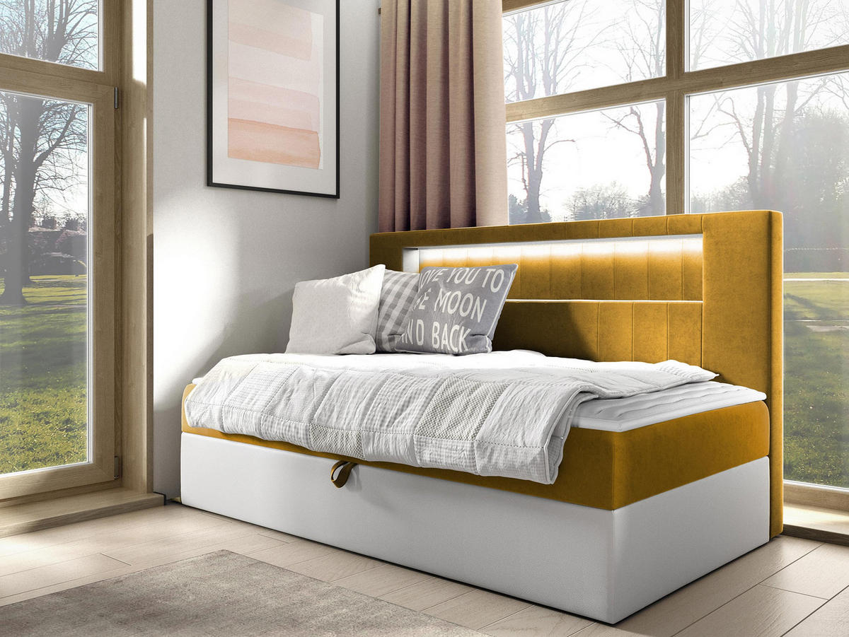 BOXBETT Gold Junior 2 - Gelb/Weiß, Holz (80/200cm) - MIRJAN24