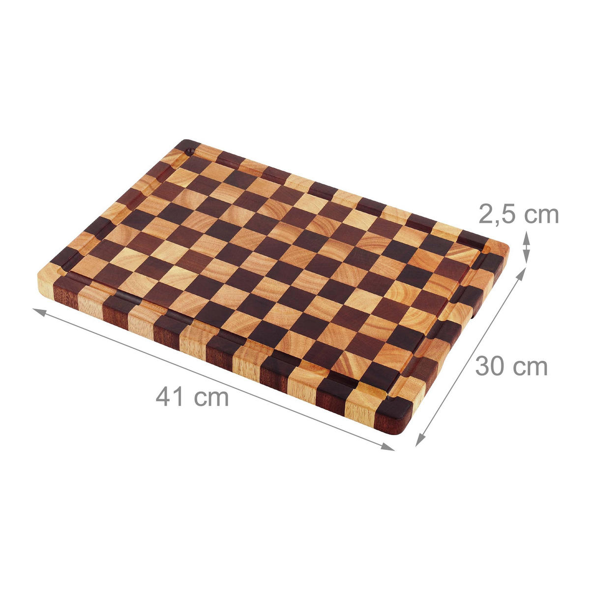 SCHNEIDEBRETT Natur Akazienholz Saftrinne - Multicolor, Holz (30/41cm) - Relaxdays