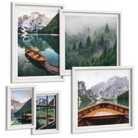 BILDER SET 5er Set - 50x50 cm & 20x30 cm & 40x60 cm Weißer Rahmen - Straßen, Häuser, Pflanzen, Töpfe - Weiß, Kunststoff (40/60cm) - TULUP
