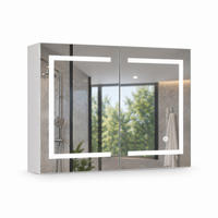 SPIEGELSCHRANK LED 80/60/13.5 cm mit Aufbewahrung, dimmbar, Touch-Schalter, moderner Badezimmer Spiegel mit Stauraum - Weiß, Glas (80/60/13.5cm) - Joyfair