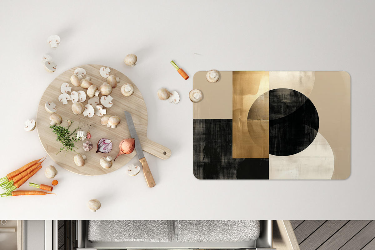 PLATZSETS 6er-Set Abstrakt - Modern - Schwarz - Gold 45x30 cm Tischset - Goldfarben, Kunststoff (0.3/45/30cm) - MuchoWow