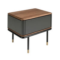 NACHTSCHRANK Rechteckig Dunkelgrau Walnuss Gold 60/45/50 - Dunkelgrau, Holzwerkstoff (60/50/45cm) - ANGEL CERDA