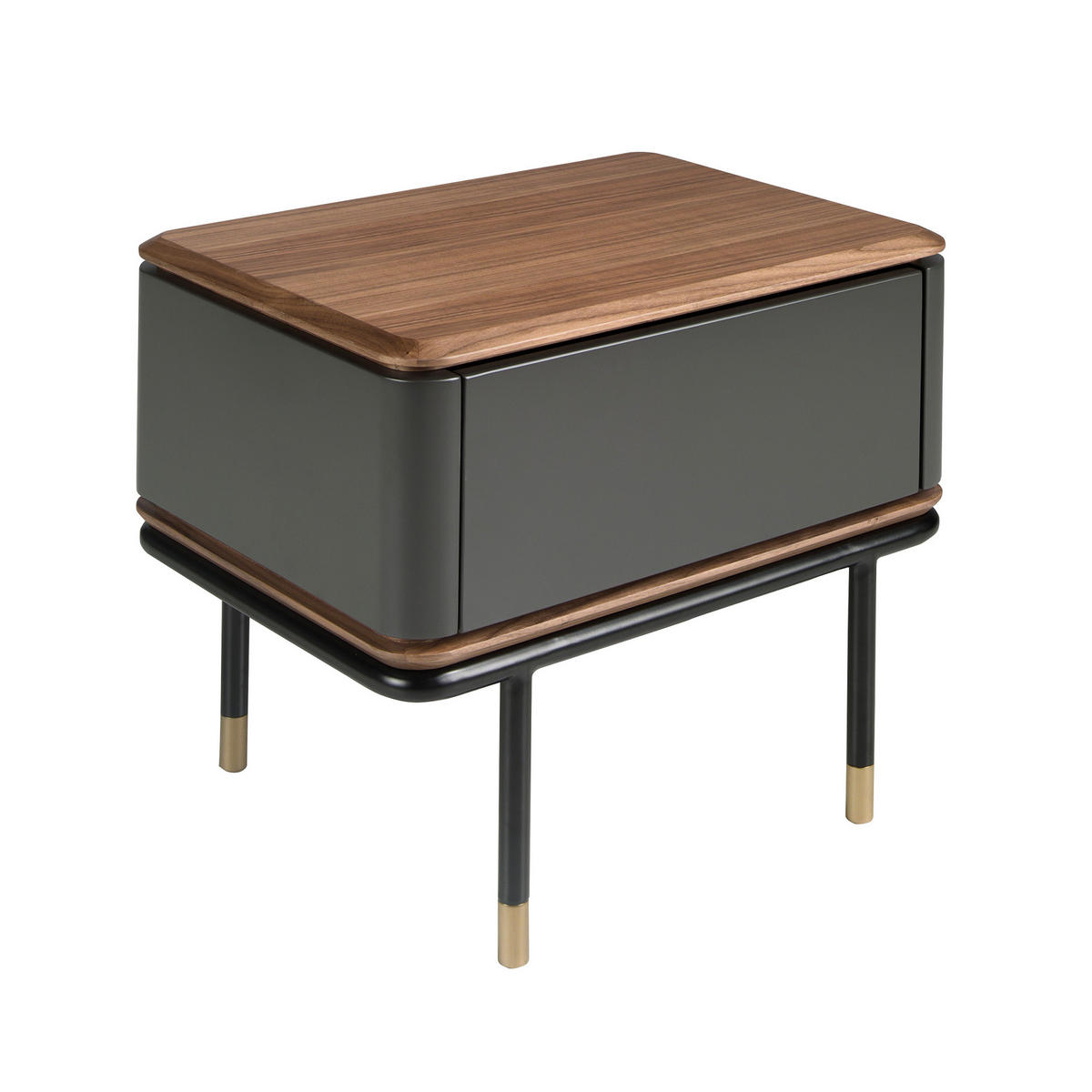 NACHTSCHRANK Rechteckig Dunkelgrau Walnuss Gold 60/45/50 - Dunkelgrau, Holzwerkstoff (60/50/45cm) - ANGEL CERDA
