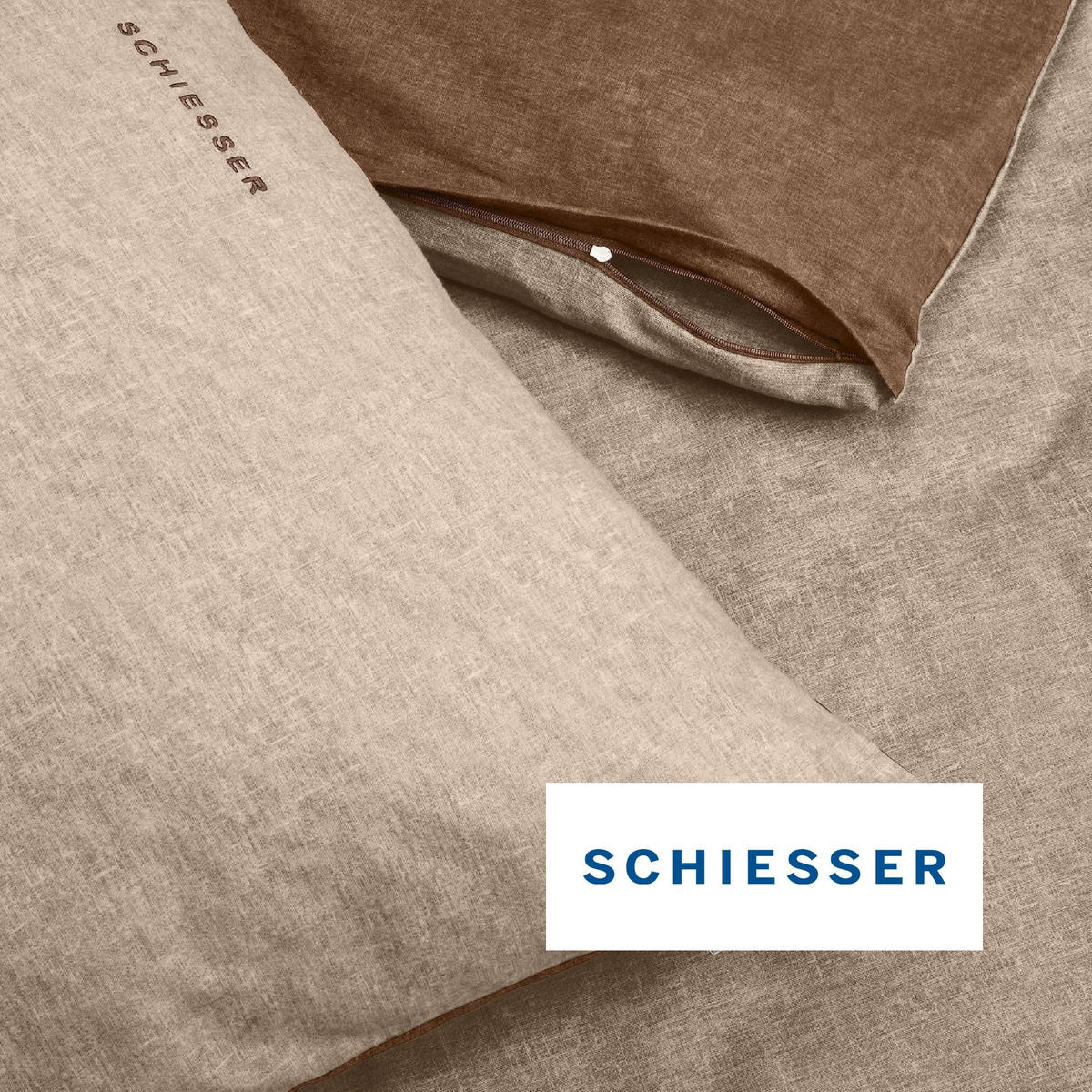 BETTWÄSCHESET Doubleface - Feinbiber - 2-teilig - 135 x 200 cm - Sand - Sandfarben, Textil (135/200cm) - SCHIESSER