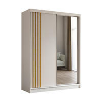 ŠATNÍ SKŘÍŇ S POSUVNÝMI DVEŘMI NELVIA, 160/216/61 cm 2dveřová se zrcadlem, bílá - bílá, kompozitní dřevo (160/216/61cm) - MASSENO