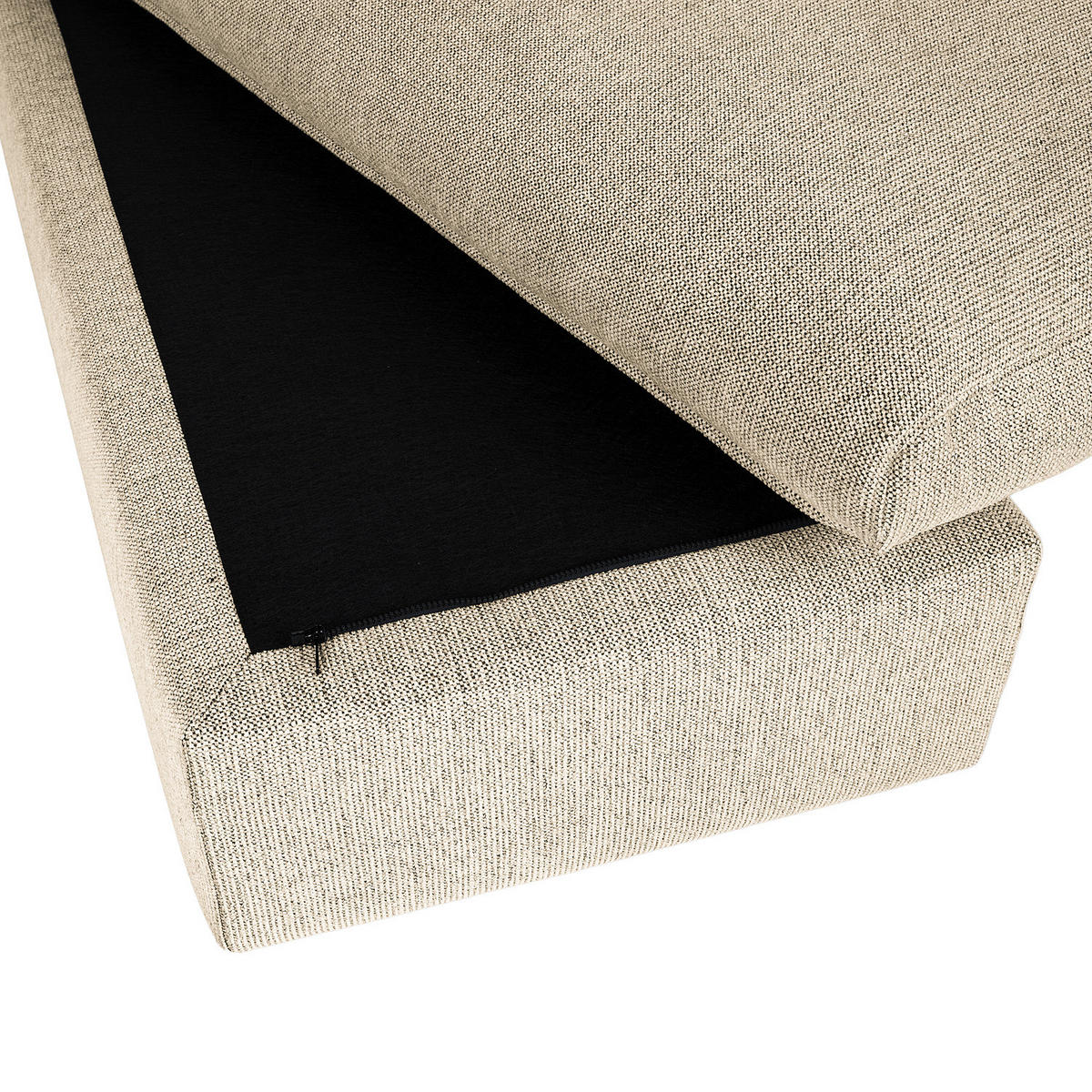 POLSTERHOCKER - Creme/Schwarz, Kunststoff/Textil (131/44/61cm) - home24