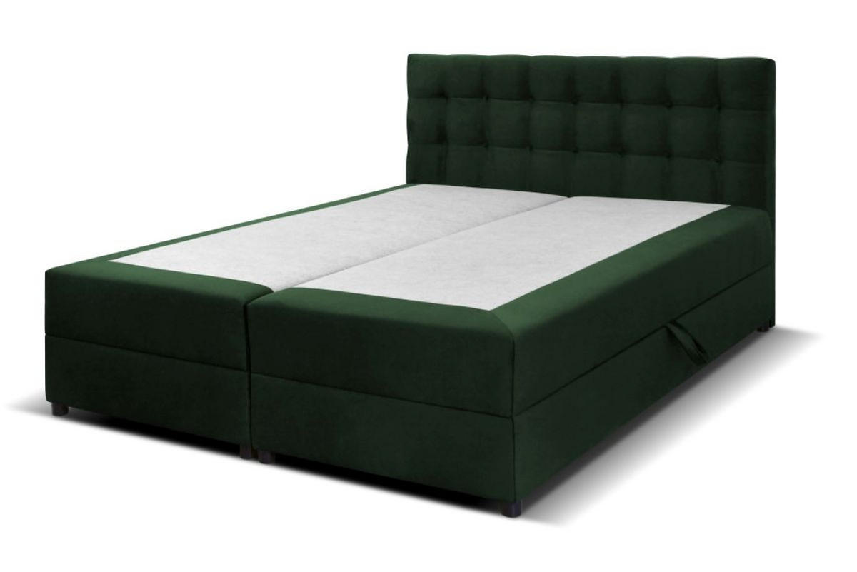 BOXBETT Malmo 200x200 cm mit Topper, zwei Bettkästen und Matratze, grün - Grün, Kunststoff (200/200cm) - Margaret Hadas24
