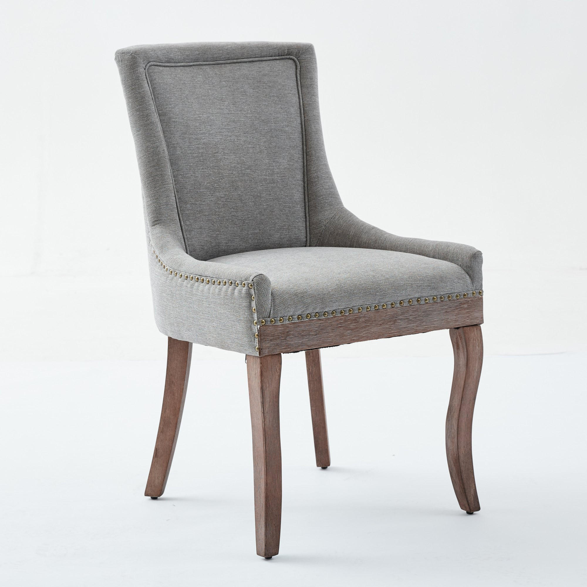ESSZIMMERSTUHL 2er-Set mit Stoffbezug und Holzbeinen, Grau - Grau, Textil (61/92.5/55cm)