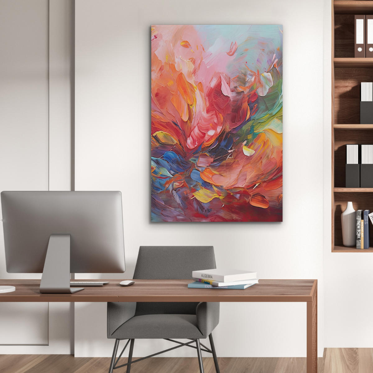 AKUSTIKBILD Ölgemälde - Kunst - Abstrakt - Farbenfroh Wanddeko 70x100 cm - Altrosa, Textil (70/100/0.9cm) - MuchoWow