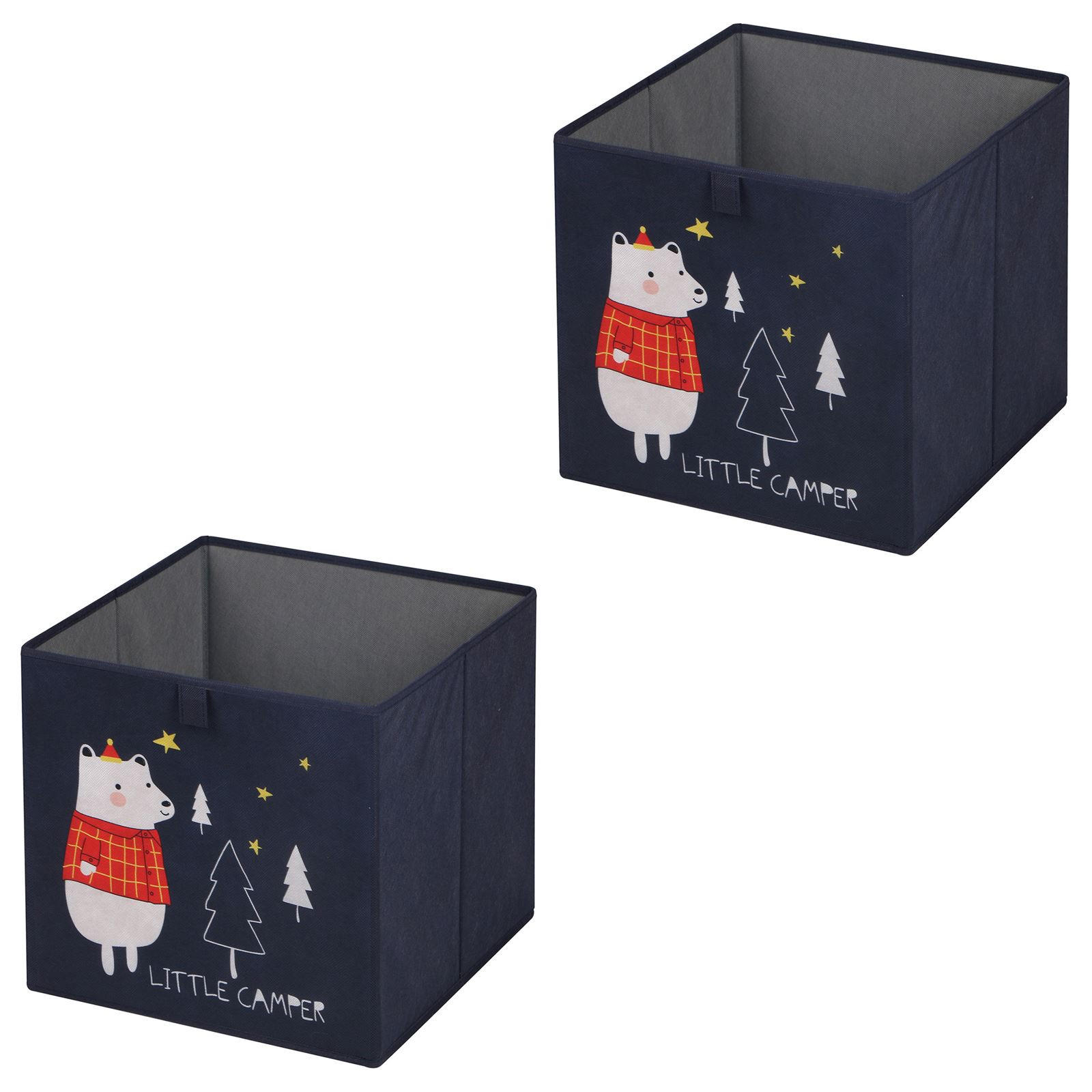 FALTBOX BEAR-2 2ER-SET - Dunkelblau, Textil (32/32/32cm) - IDIMEX