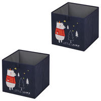 FALTBOX BEAR-2 2ER-SET - Dunkelblau, Textil (32/32/32cm) - IDIMEX