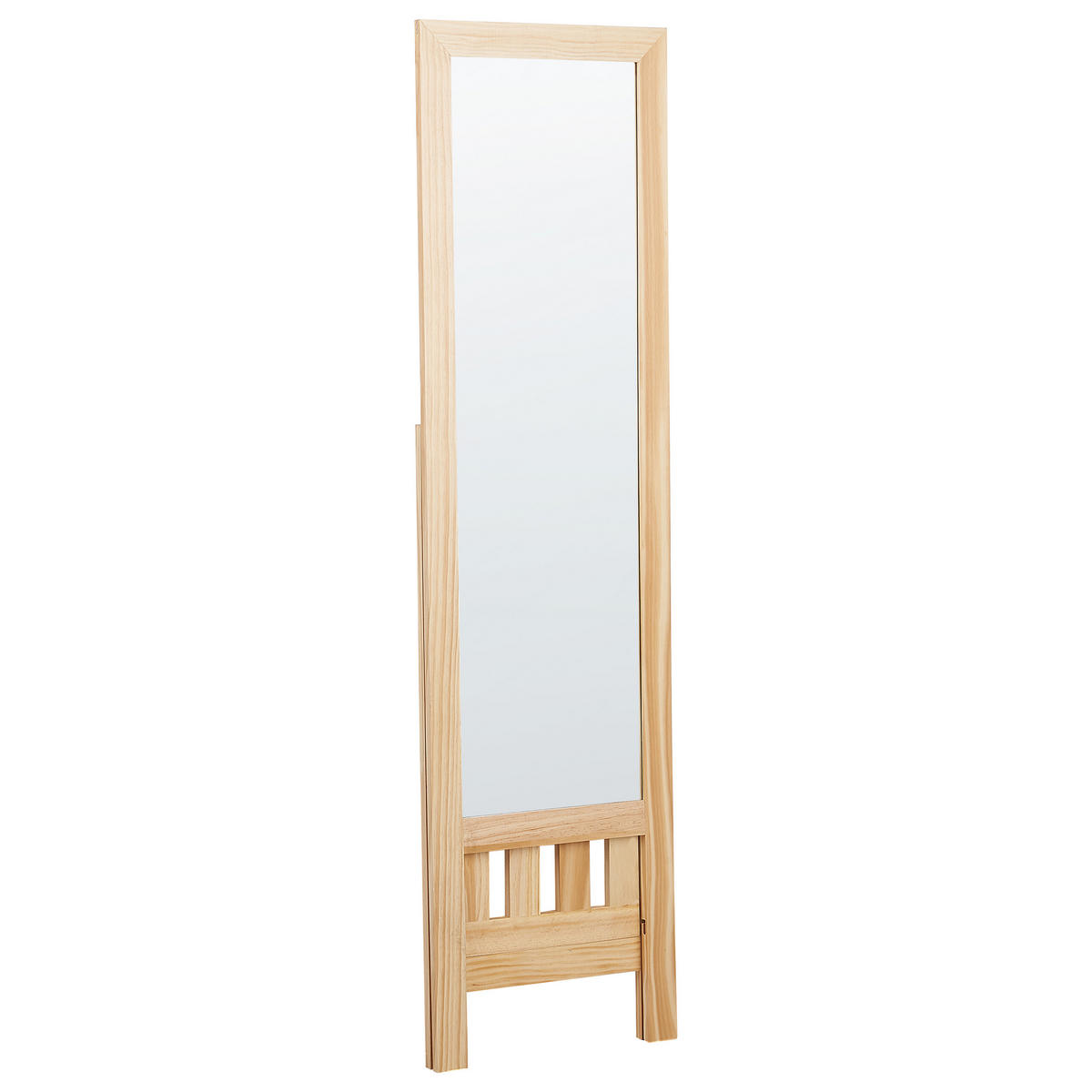 STEHSPIEGEL mit Ablage Holz hellbraun rechteckig 40/145 cm Luisant - Hellbraun, Holz (40/145/52cm) - Beliani