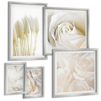 BILDER SET 5er Set - 50x50 cm & 20x30 cm & 40x60 cm Silberner Rahmen - Elegante Marmormuster - Silberfarben, Kunststoff (40/60cm) - TULUP