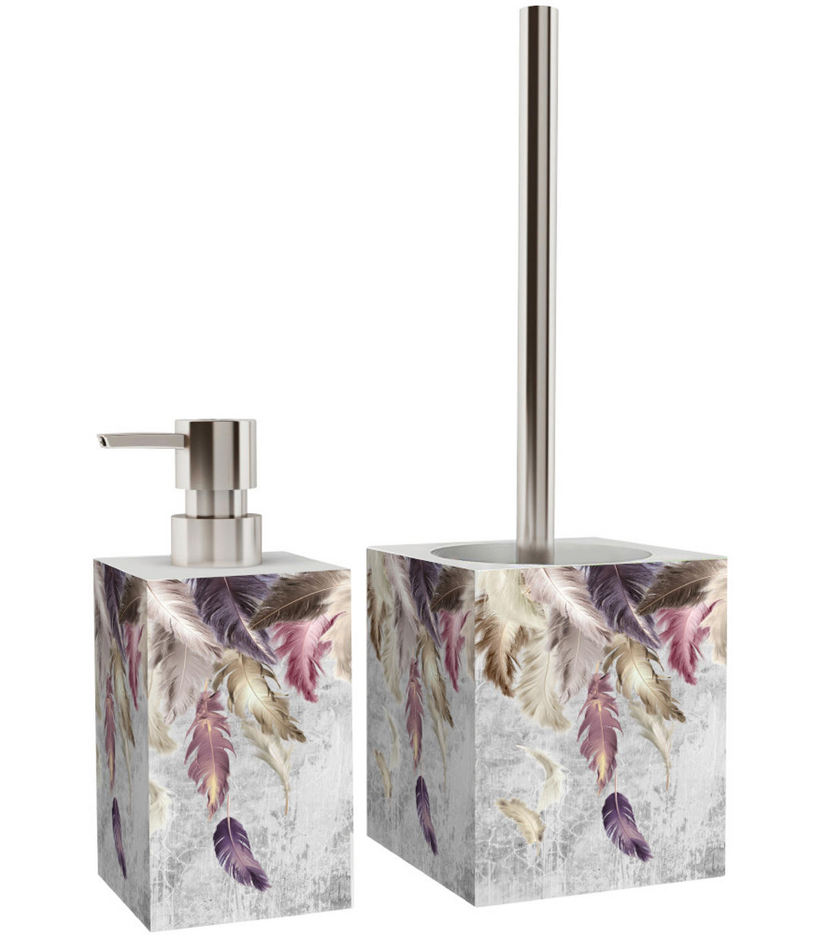 BADEZIMMER Set Federn - Lila, Kunststoff (7/17/7cm) - Sanilo