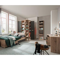 JUGENDZIMMER Cariba in Eiche San Remo und Graphit 6 teilig - Braun, Holzwerkstoff (120/200/80cm)