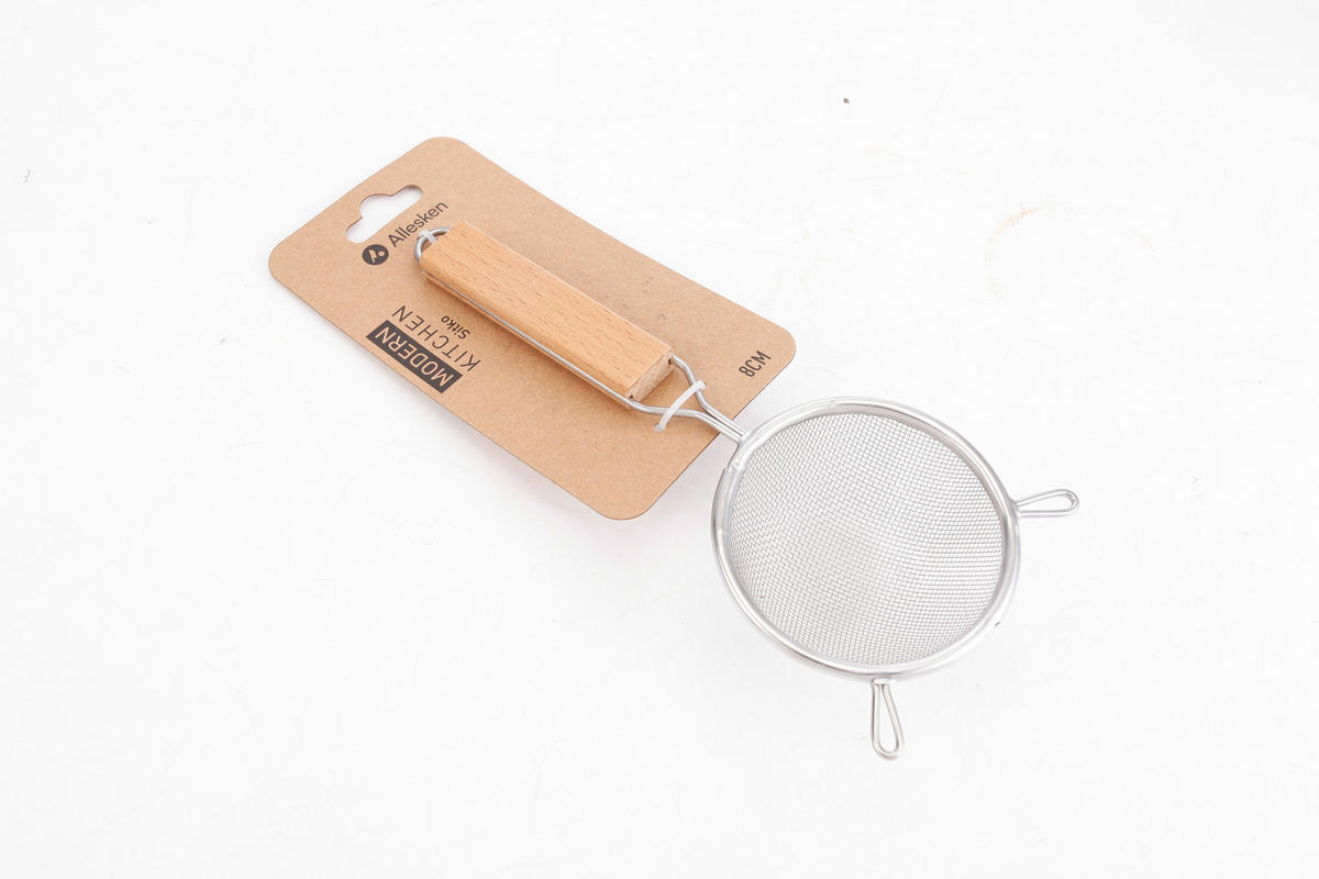 SIEB Modern Kitchen Naturfarbe Silber 8/8/8 cm Holz - Silberfarben/Naturfarben, Holz/Metall (8cm) - Mondex