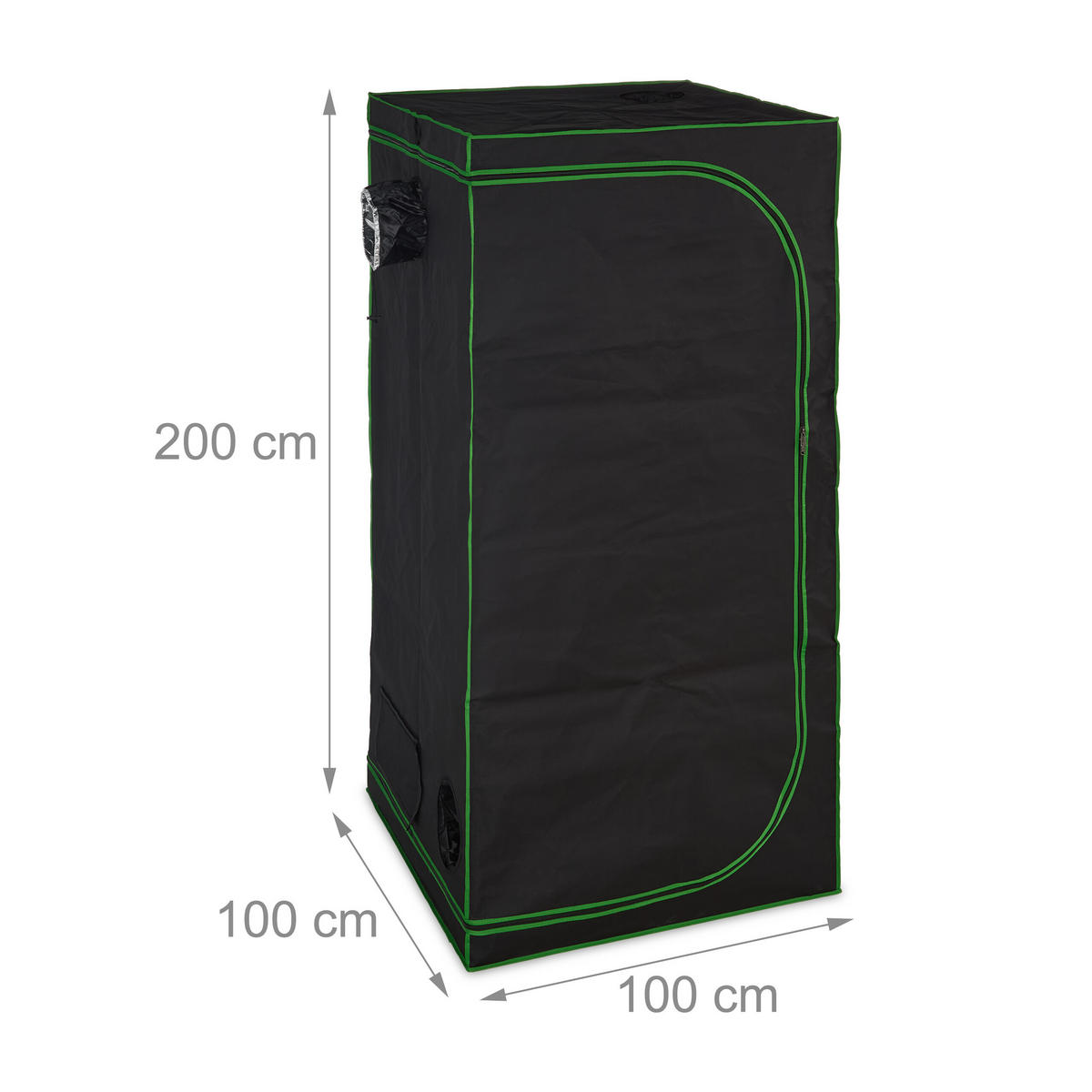 GROWZELT - Schwarz, Kunststoff/Textil (100/200/100cm) - Relaxdays