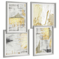 BILDER SET 4er Set - 50x50 cm & 40x60 cm Silberner Rahmen - Abstrakte minimalistische Muster - Silberfarben, Kunststoff (50/50cm) - TULUP