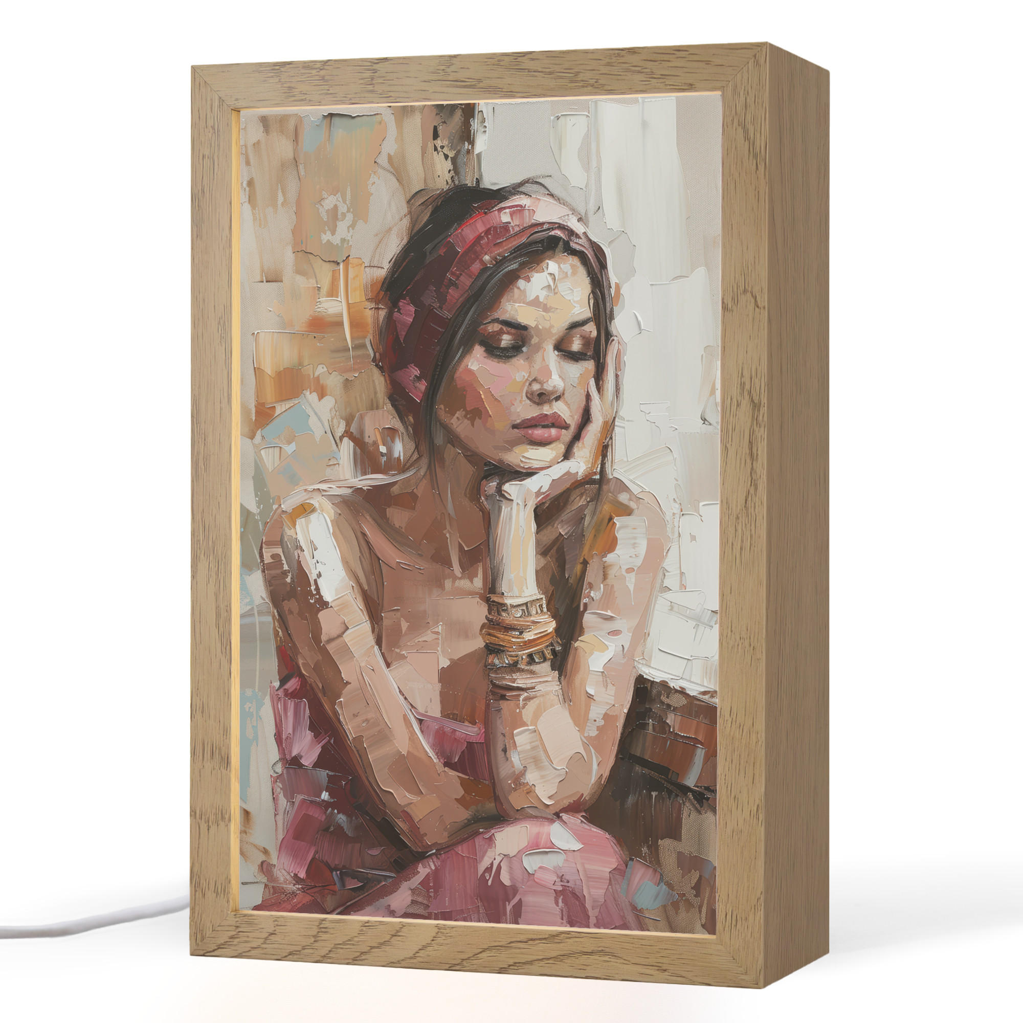 TISCHLEUCHTE Frau - Lackierung - Porträt - Modern 20x30 cm - Bronzefarben, Holzwerkstoff (8/20/30cm) - OnlyWow