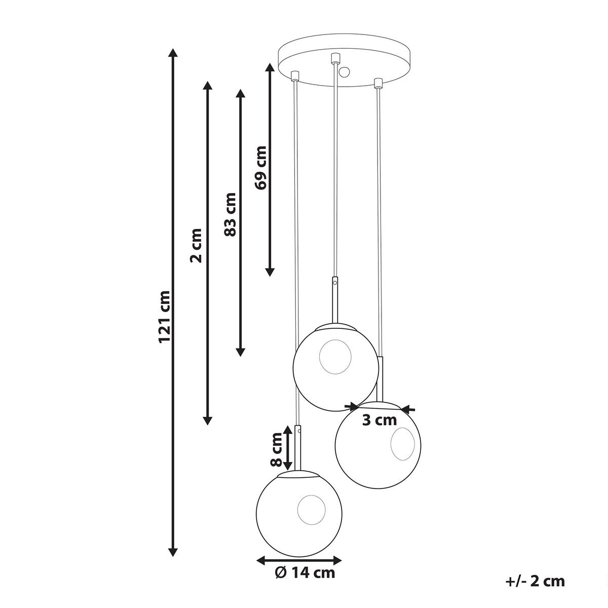 HÄNGELEUCHTE Glas Messing Ralfes - Transparent, Glas (31/31/121cm) - Beliani