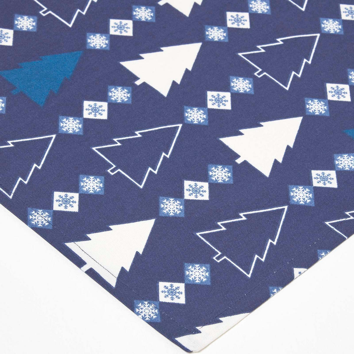WEIHNACHTSSERVIETTEN Winterland, 4er-Set blaue Stoffservietten 45/45 cm - Blau, Textil (45/45cm) - Homescapes