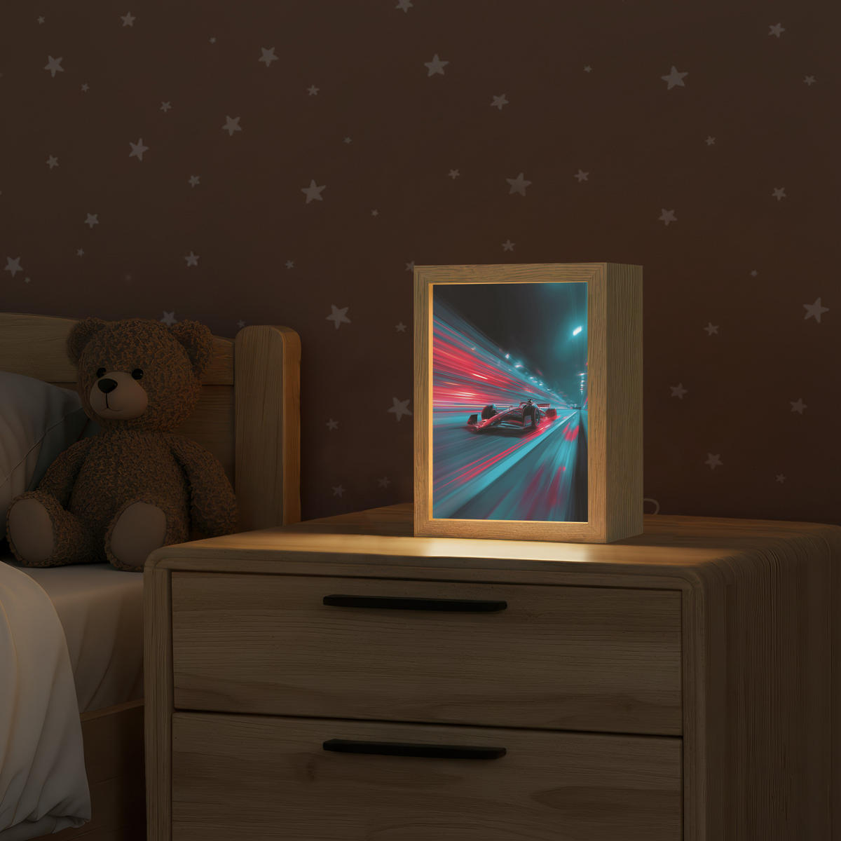 NACHTTISCHLAMPE Rennwagen - Rot - Geschwindigkeit 15x20 cm - Türkis, Holzwerkstoff (8/15/20cm)