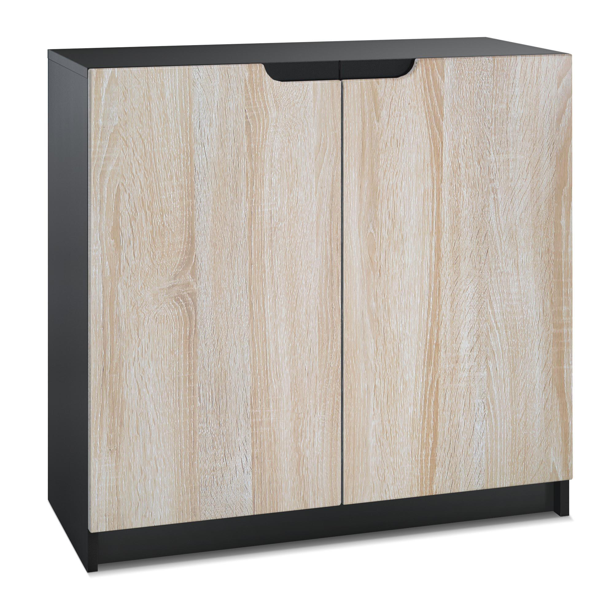 KOMMODE Logan Fronten in Eiche sägerau - Eiche San Remo, Holzwerkstoff (82/78/37cm) - Vladon