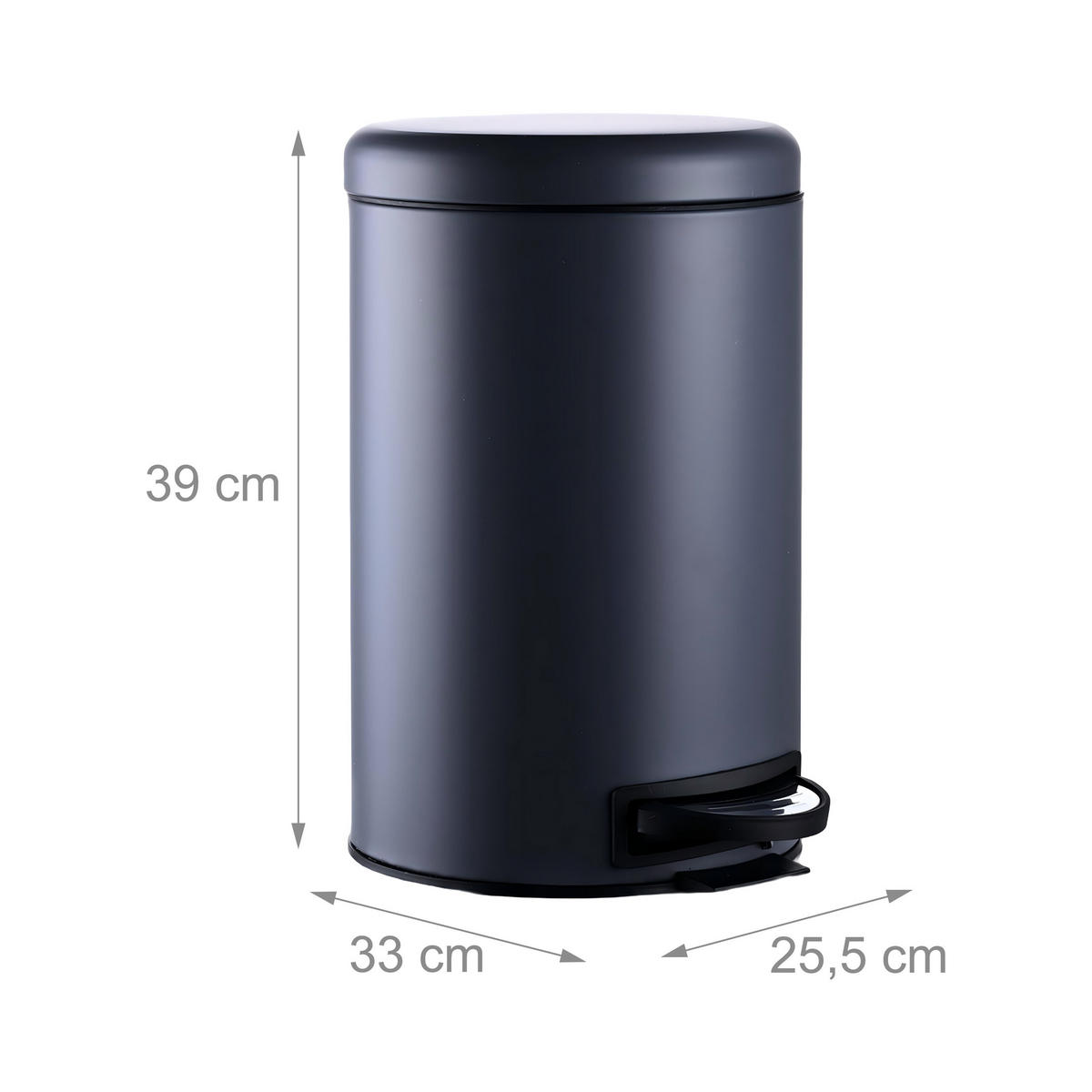 MÜLLEIMER - Grau, Kunststoff/Metall (25.5/39/33cm) - Relaxdays