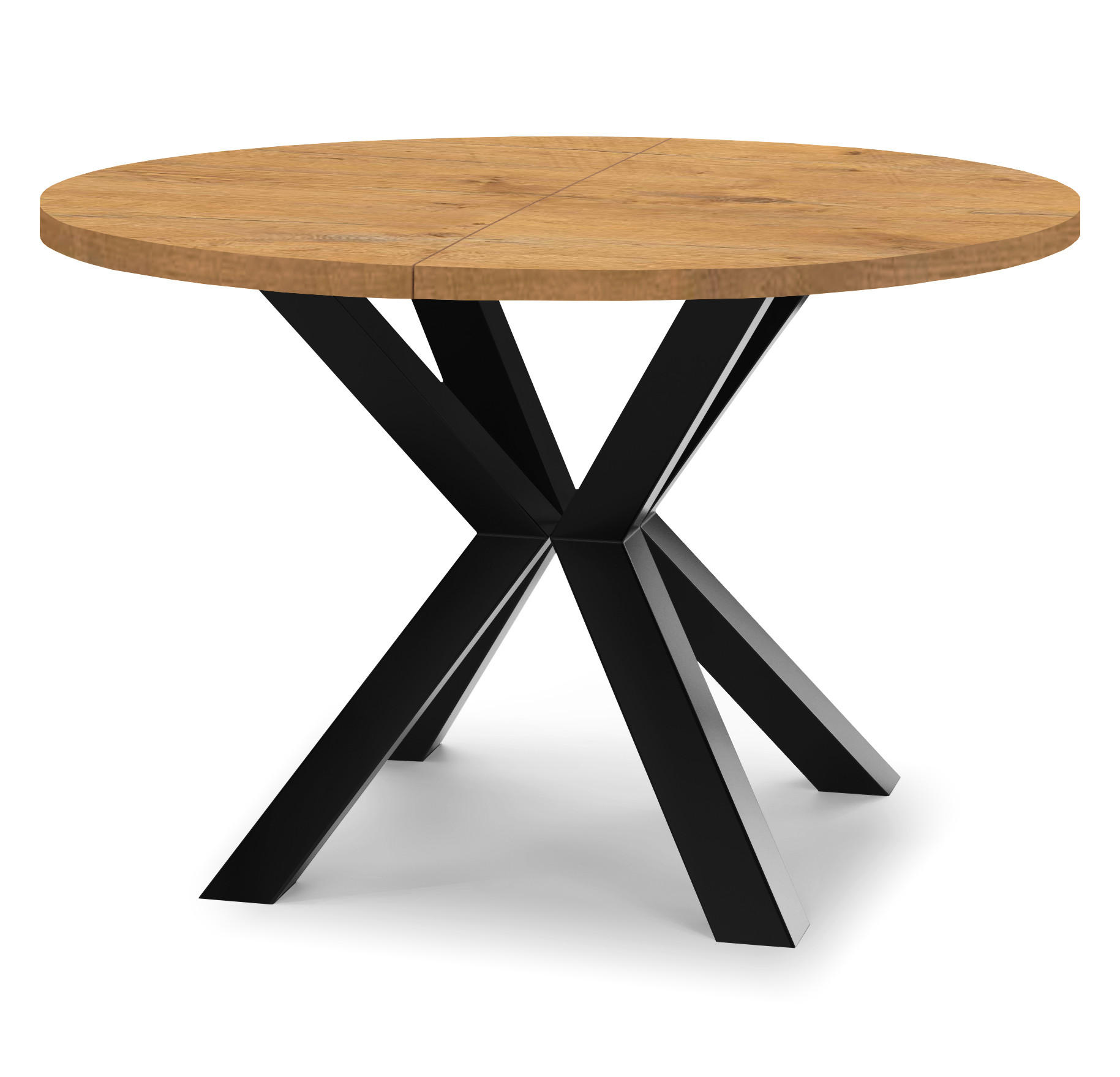 ESSTISCH RAL mit Holzbeinen, Durchmesser: 90 / 140 cm Eiche Lancelot / Schwarz - Eichefarben/Schwarz, Holz (90/140/77cm) - Dekori_Interiors