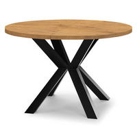 ESSTISCH RAL mit Holzbeinen, Durchmesser: 90 / 140 cm Eiche Lancelot / Schwarz - Eichefarben/Schwarz, Holz (90/140/77cm) - Dekori_Interiors