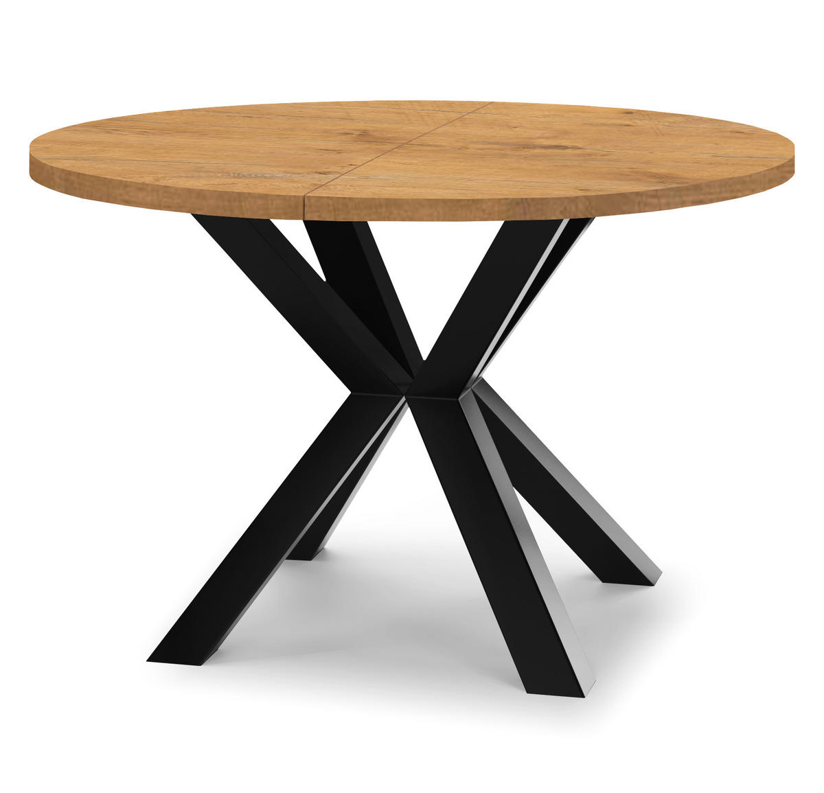 ESSTISCH RAL mit Holzbeinen, Durchmesser: 90 / 140 cm Eiche Lancelot / Schwarz - Eichefarben/Schwarz, Holz (90/140/77cm) - Dekori_Interiors