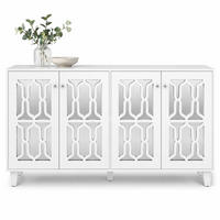 SIDEBOARD in Weiß mit Kristallgriffen und verstellbaren Einlegeböden für Wohn- und Esszimmer, B160/T40/H84 cm - Weiß, Glas/Holzwerkstoff (160/84/40cm) - STILVORA
