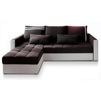 ECKSOFA KOS PIK Grau Dünner Stoff mit Schlaffunktion - Grau, Holz (220/140cm) - MASSENO