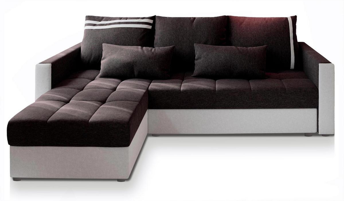 ECKSOFA KOS PIK Grau Dünner Stoff mit Schlaffunktion - Grau, Holz (220/140cm) - MASSENO