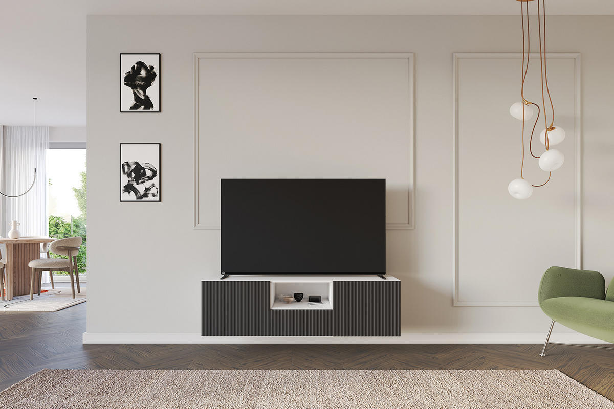 LOWBOARD NOA-2-W 140x40x41 cm - Weiß / Schwarz - Schwarz, Holzwerkstoff (140/40/41cm) - ALTDECOR