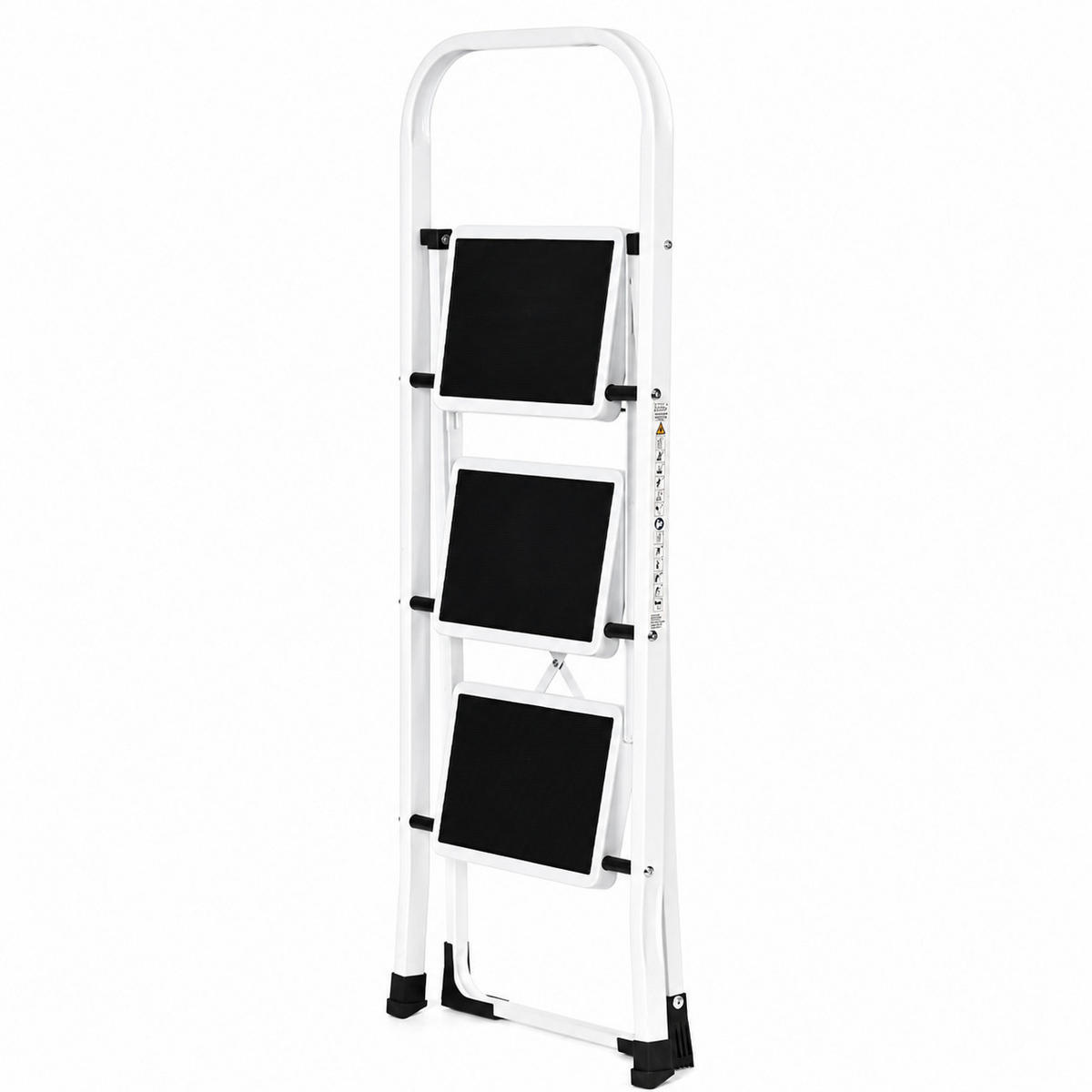 KLAPPTRITTLEITER 3 Stufen Weiß - Schwarz - Schwarz/Weiß, Kunststoff/Metall (47/104.5/67cm) - Mat-Haus