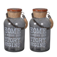 LED AUSSENLEUCHTE Glas Braun Hanfseil 2er Set - Braun, Glas (9.8/9.8/20cm)