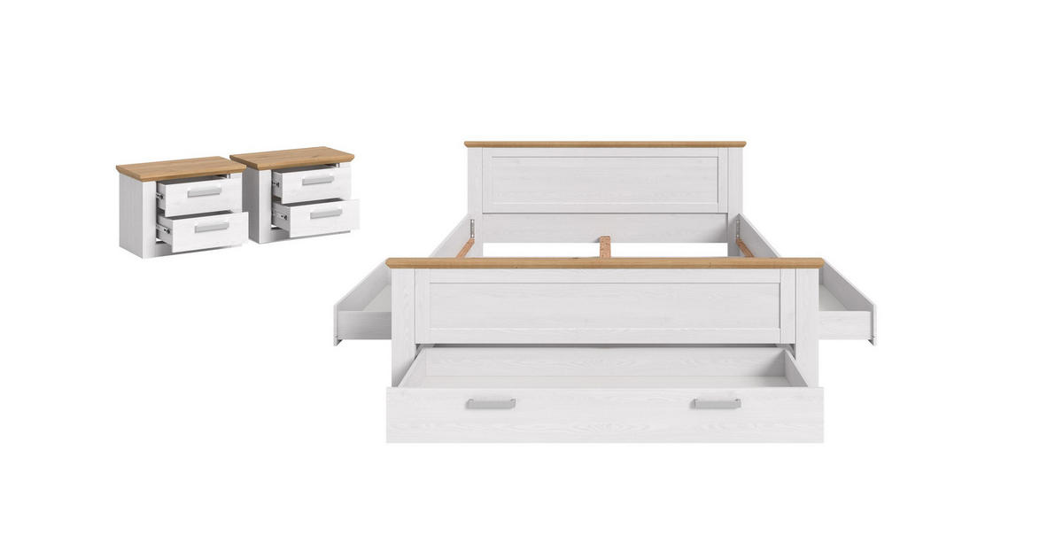 BETTANLAGE VERONA (B/H/T: ca. 301/90/209 cm) in Sibiu Lärche Nachbildung/Sibiu Lärche Nachbildung - Lärchefarben, Holzwerkstoff - Homes & Jones