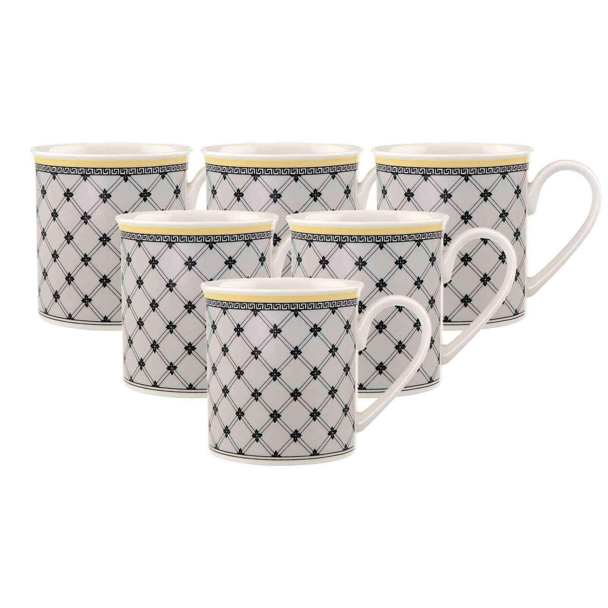 KAFFEEBECHER Audun Promenade weiß-grau-gelb 300 ml 6er Set - Gelb/Weiß, Keramik (0.3L) - Villeroy & Boch
