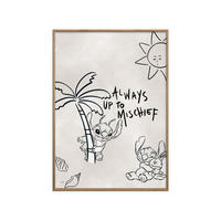 POSTER mit Rahmen Disney - Disney - Stitch - Always Up To Mischief - Eichefarben/Beige, Holz/Papier (50/70cm) - Poster&Frame