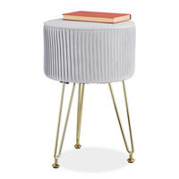 SAMT-HOCKER - Grau, Holzwerkstoff/Textil (29/45/29cm) - Relaxdays