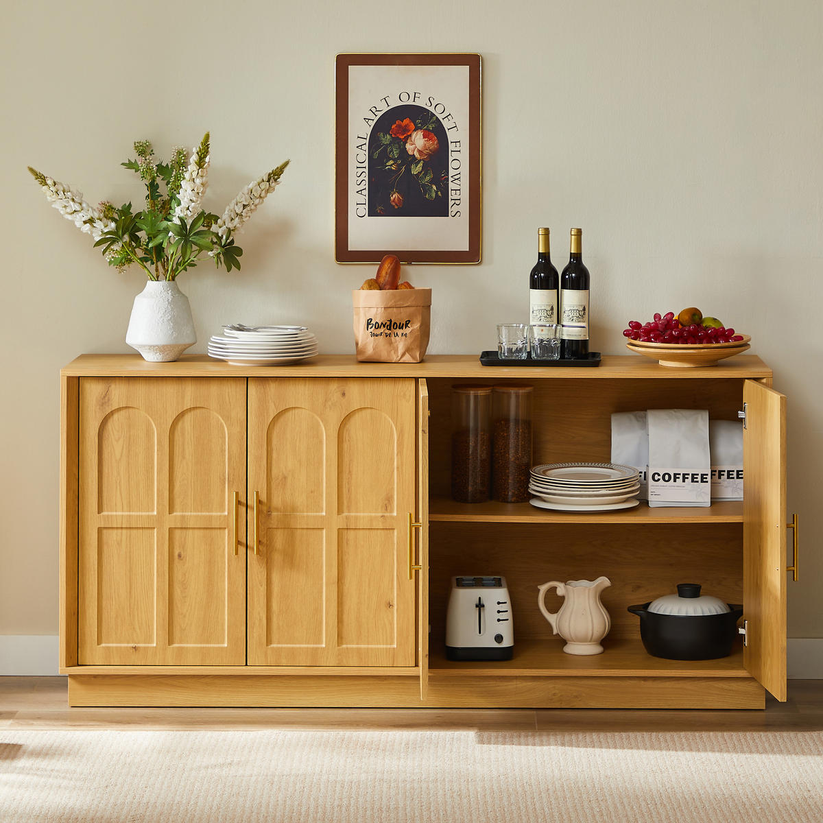 SIDEBOARD 169/40/80 cm Natur aus MDF mit Stauraum - Naturfarben, Holzwerkstoff (169/80/40cm) - OKWISH