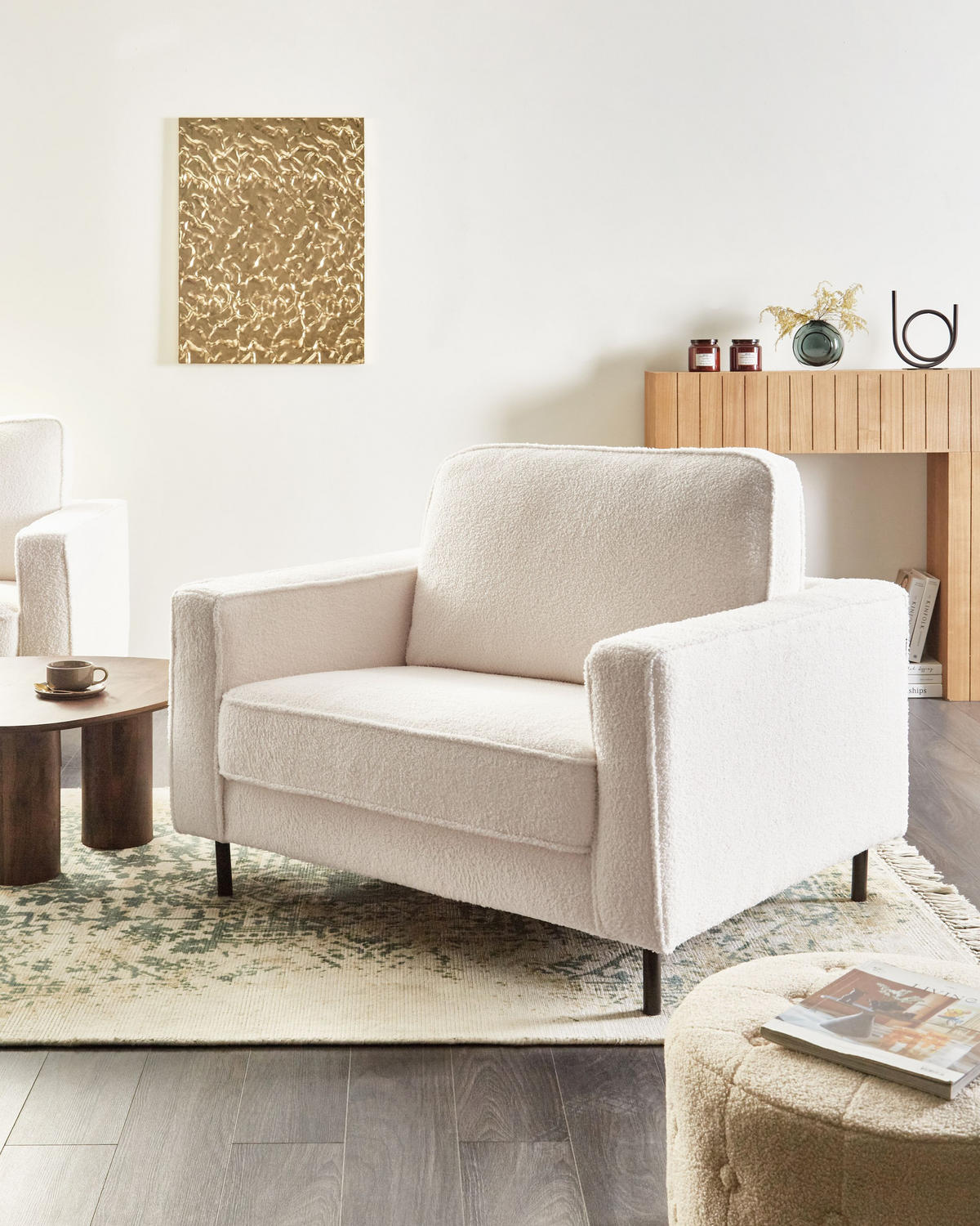 SESSEL Weiß Savalen - Schwarz/Weiß, Textil (117/87/91cm) - Beliani