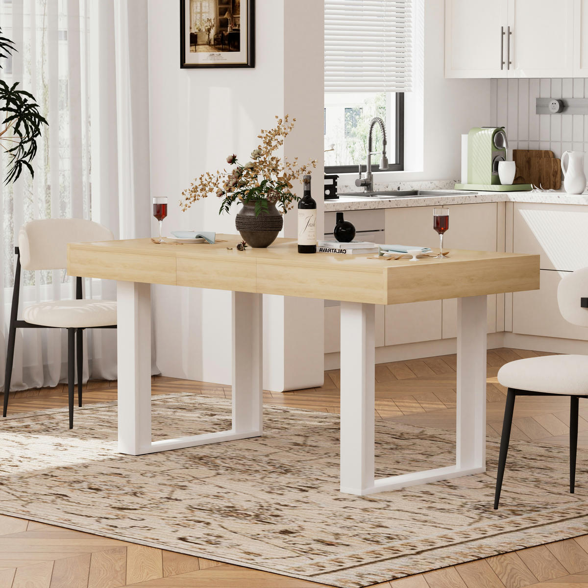 ESSTISCH ausziehbar 120-160/80/76 cm im Retro-Stil DE-39971 Natur - Naturfarben, Holzwerkstoff (75/120/75cm) - ComfortXL