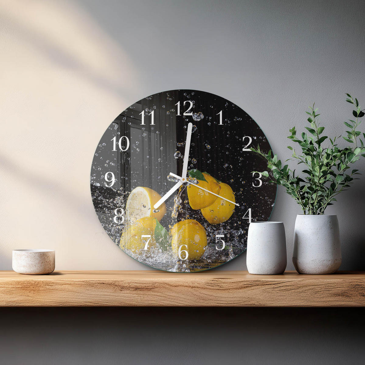WANDUHR fi30 cm - Zitronen - Gelb, Glas (30/30/0.4cm) - TULUP